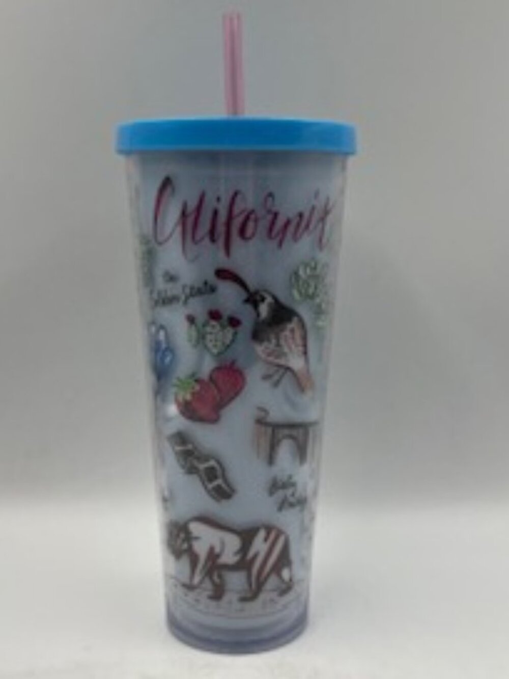 Starbucks California Symbols 24 oz. Venti Cold Cup Acrylic Blue Tumbler